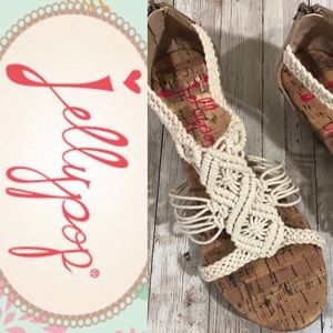 JellyPop cream crocheted zip up sandals size 9.5